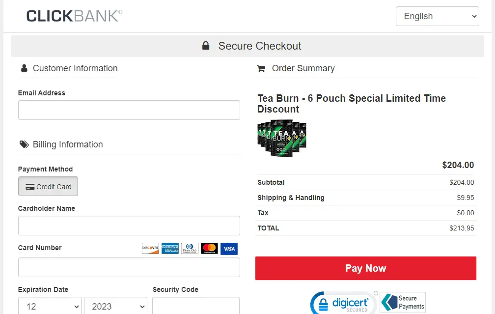 Tea Burn order